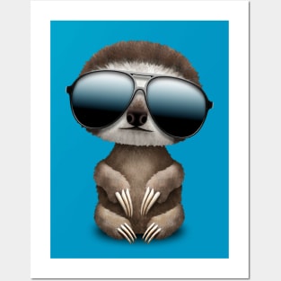 Cool Baby Sloth Wearing Sunglasses Posters and Art